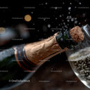 Champagne Bottle with Cork Pop in Celebration Scene