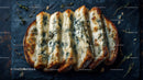 Artisan Blue Cheese Wheel on Dark Rustic Surface in Gourmet Food Setting