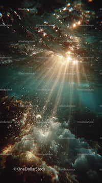 Enchanting Underwater Scene with Sunlight and Bubbles
