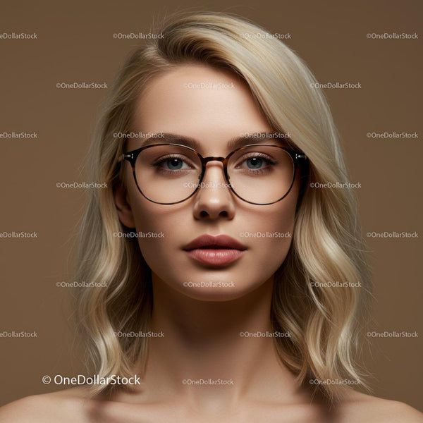 Portret Stylowej Kobiety w Okularach z Blond Włosami