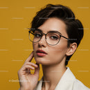 Elegant Young Woman Wearing Stylish Glasses Portrait