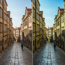 Before and after Cinematic Streets LUT Pack effect
