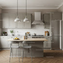 Modern Grey Kitchen with Wooden Countertop and Stainless Steel Appliances
