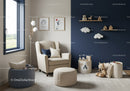 Modern Kids Room with Blue Accent Wall and Whimsical Decor