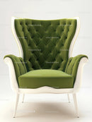 Luxurious Green Tufted Armchair with Classic Wingback Design
