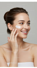 Young Woman Applying Skincare Cream for Flawless Healthy Skin