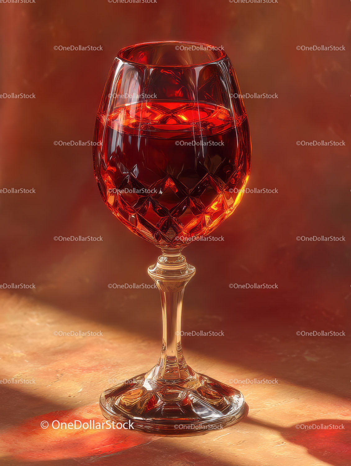 Elegant Crystal Wine Glass Filled with Rich Red Wine Suitable for Luxury Occasions