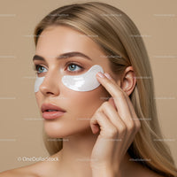 Young Woman Applying Under Eye Patches for Skin Rejuvenation