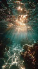 Enchanting Underwater Scene with Sunlight and Bubbles