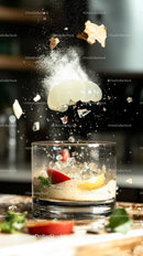 Dynamic Explosion of Cream and Fruit in a Fresh Dessert