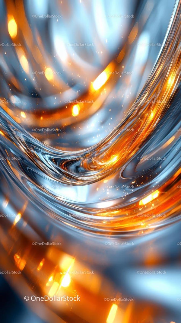 Abstrakcyjny metaliczny szklany wir z żywymi efektami świetlnymi