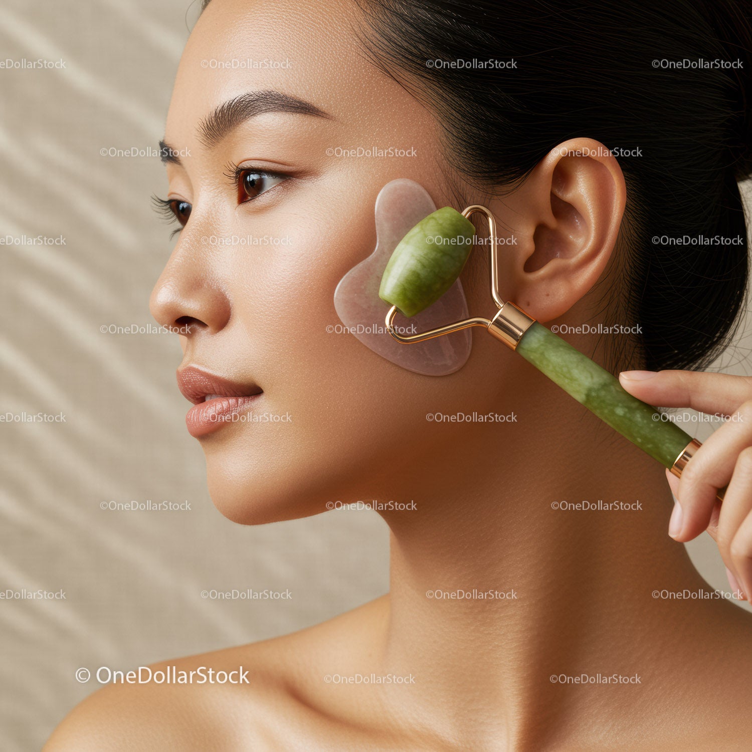Botanical Plant-based Jade Roller for Face Massage and Skincare
