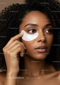 Beauty Woman with Curly Hair Applying Facial Mask for Skincare