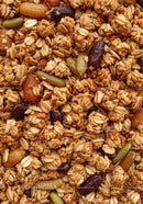 Close up of crunchy granola with seeds and nuts mix