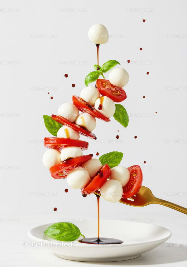 Caprese Salad Skewers Drizzled with Balsamic Glaze