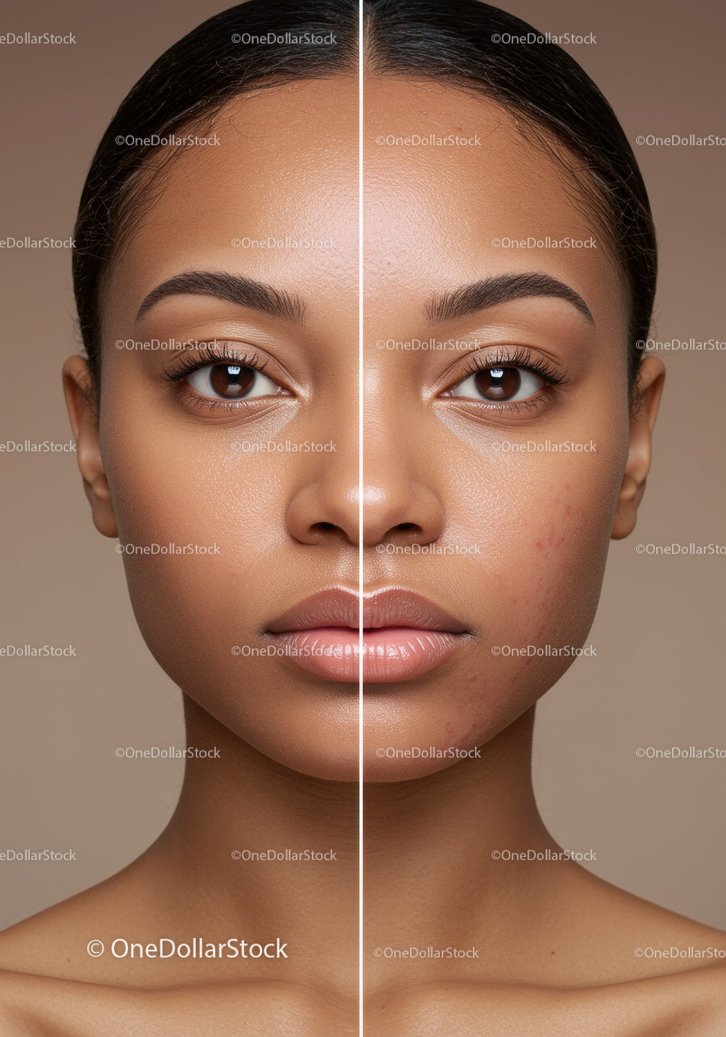 Close-up of Woman Face with Flawless Skin and Natural Beauty