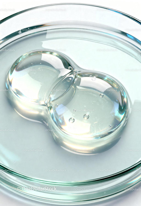 Clear gel droplet on transparent glass surface