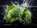 Fresh Green Lettuce Heads Splashing Water in High-Resolution