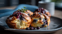 Delicious Blueberry Muffins with Berry Topping and Creamy Filling