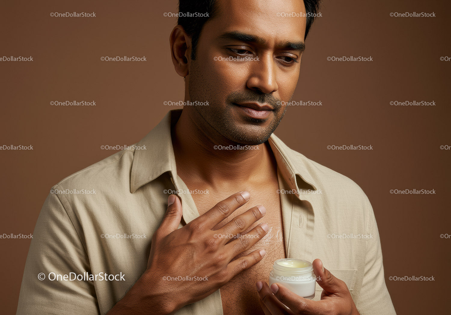 Man Moisturizing Skincare Routine Close-Up