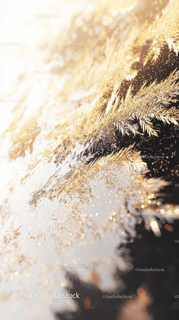 Golden Tinsel with Glittering Decorations for Festive Celebrations