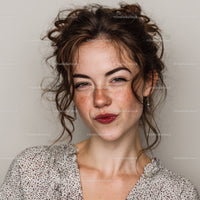 Confident Young Woman with Curly Hair Smiling Portrait