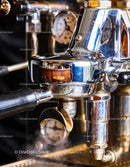 Close Up of Espresso Machine Group Head with Steam