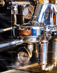 Close Up of Espresso Machine Group Head with Steam