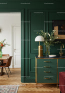 Stylish Green Kitchen with Gold Accents and Elegant Decor