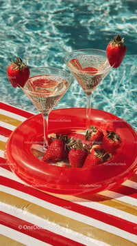Refreshing Strawberry Champagne Cocktails by the Poolside