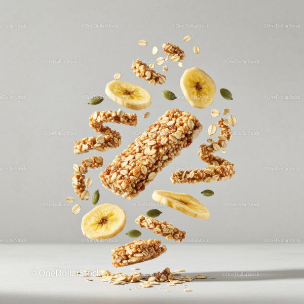 Floating Granola Bar with Banana Slices and Seeds