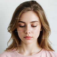 Serene Young Woman Portrait with Soft Lighting and Natural Makeup
