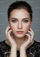 Portrait of a Beautiful Woman with Blue Eyes and flawless Skin