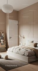 Stylish Modern Bedroom with Neutral Tones and Cozy Decor