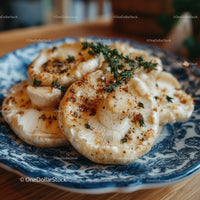 Fresh Wild Mushrooms on a Blue Ceramic Plate for Gourmet Cooking
