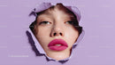 Close-Up Portrait of a Glamorous Model with Pink Lipstick