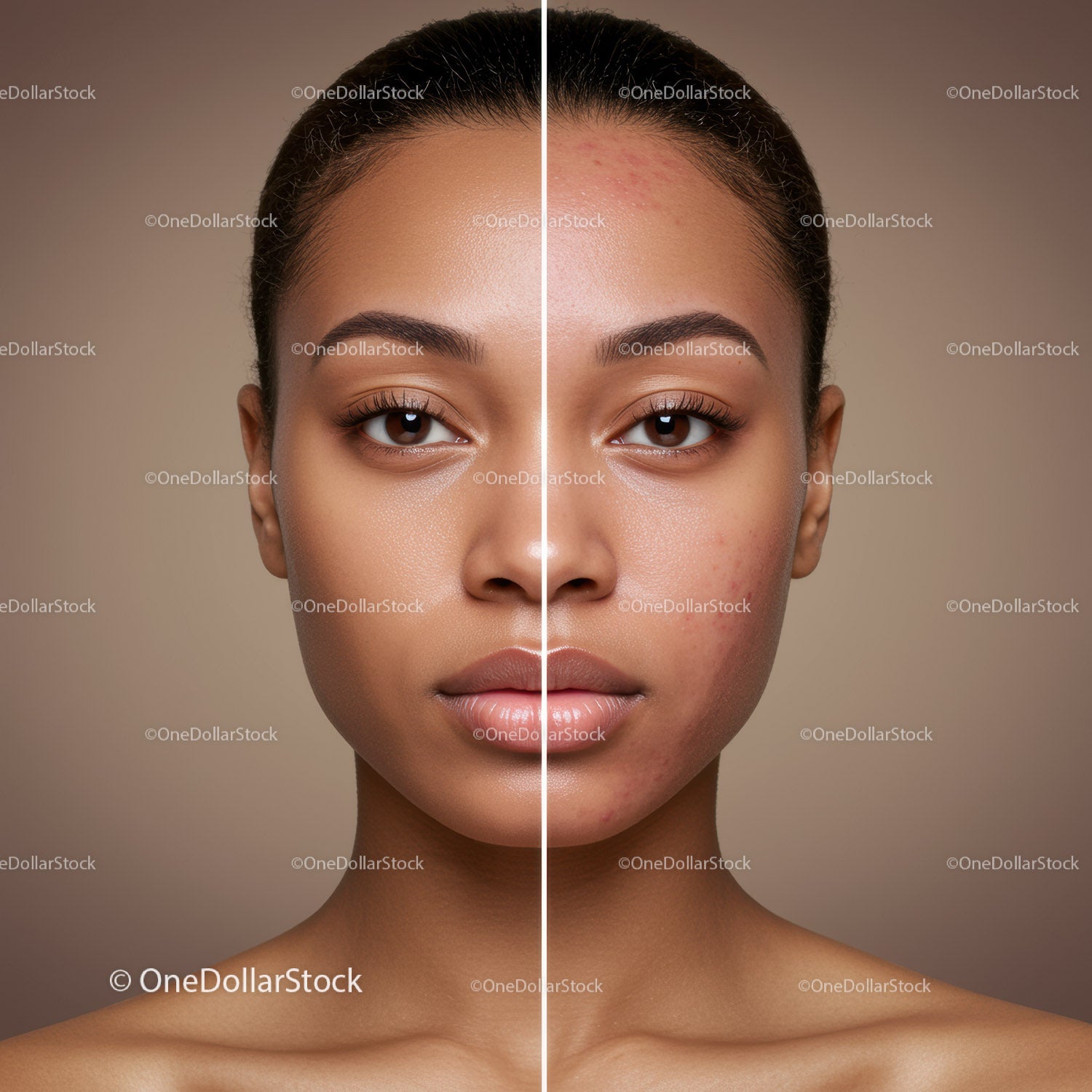 Beautiful Young Woman with Clear Skin and Flawless Complexion