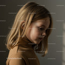 Thoughtful young girl in warm light at home