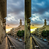 Before and after Cinematic Colorful Streets Lightroom preset edit