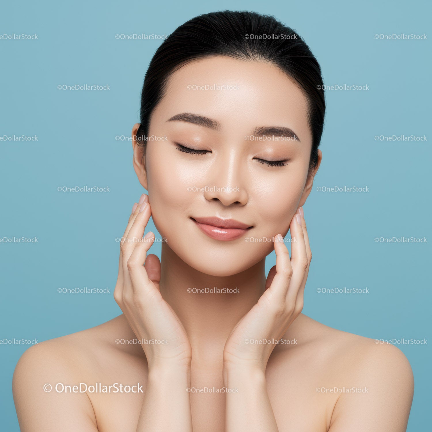 Serene Woman with Flawless Skin and Relaxed Expression