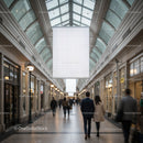 People strolling through a historic indoor shopping arcade