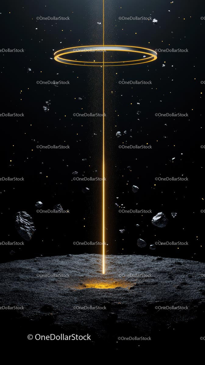 Futuristic Space Scene with Ringed Celestial Object