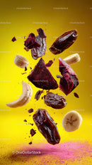 Healthy Superfood Mix with Dried Berries and Banana Slices