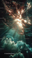 Enchanting Underwater Scene with Sunlight and Bubbles