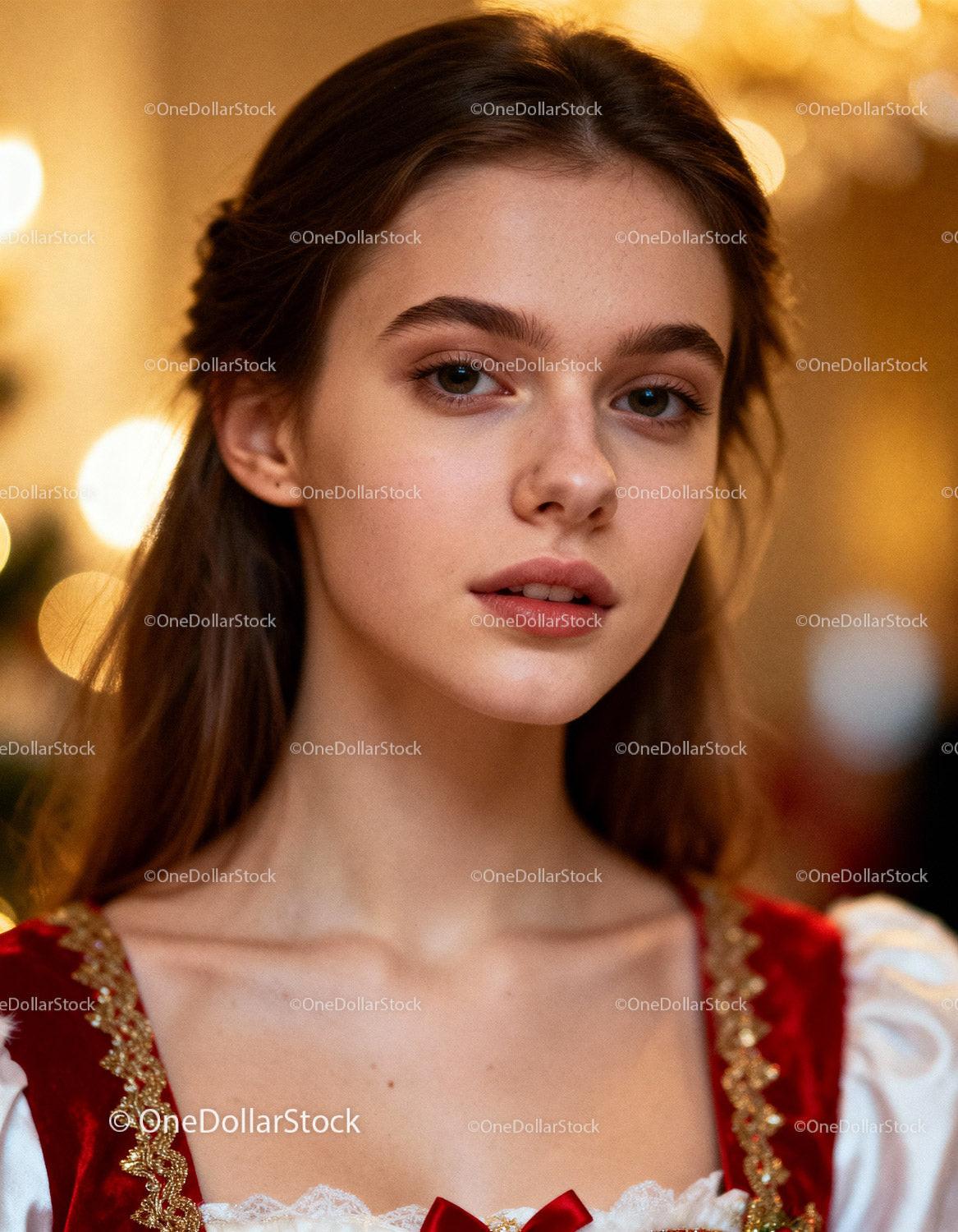 Portrait of Young Woman in Historical Costume with Soft Glow