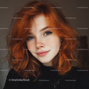 Vibrant Red Hair Woman Portrait in Soft Indoor Lighting