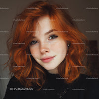Vibrant Red Hair Woman Portrait in Soft Indoor Lighting