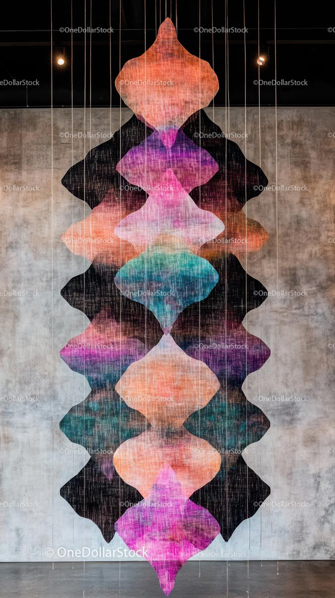 Colorful Abstract Textile Wall Hanging for Modern Interior Decor