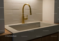 Elegant Gold Modern Kitchen Sink with High-End Fixture