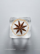 Star Anise Embedded in Transparent Ice Cube with Spice Ring